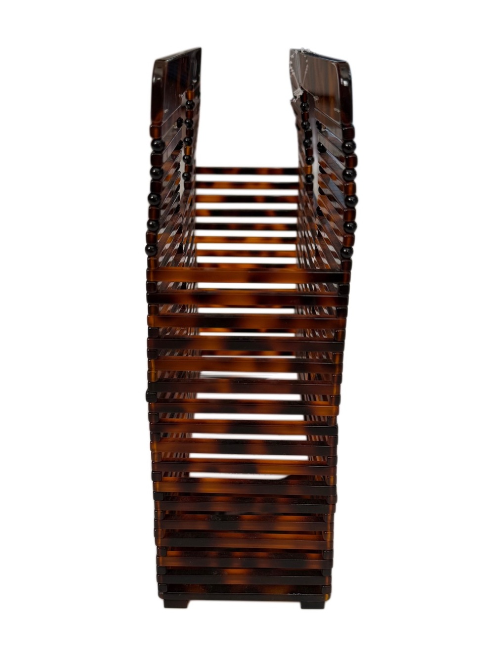 Vacation Resort Statement Tortoiseshell Slatted Acrylic Handbag Tote - Picture 2 of 8